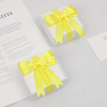 Imagem de Fita de cetim amarelo limão dupla face, fita de poliéster de 1,5 cm x 50 metros para embalagem de presente, artesanato, fabricação de laços, costura, buquê de flores, decoração de festa de casamento