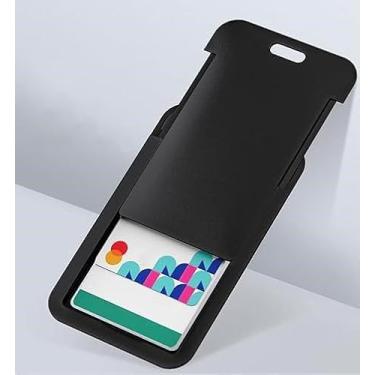 Imagem de 3 peças porta-crachá deslizante de plástico preto rígido vertical para cartão com janela transparente para escritório, escola, cartões de crédito, cartões de crédito de proximidade, carteiras de