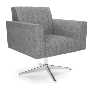 Imagem de Poltrona Giratória Viena Gomada Linho Base Cromada - D'rossi Cor A26 Grafite