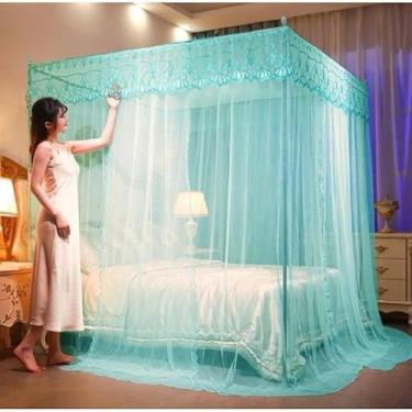 Imagem de Mosquiteiro Palácio com Armação Casal/Box/Queen – Luxuoso, Decorativo e Resistente em Renda Volta ao Mundo(Azul Claro,Casal Box)