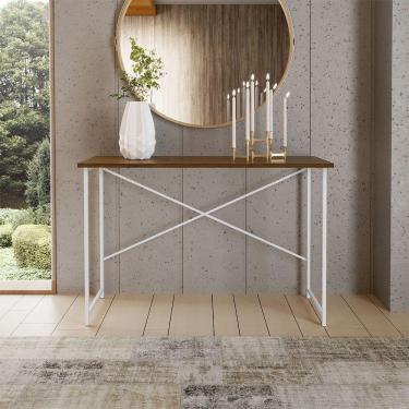 Imagem de Mesa Escrivaninha Para Estudo Office 0,90 Cm Miami Imbuia/ Branco