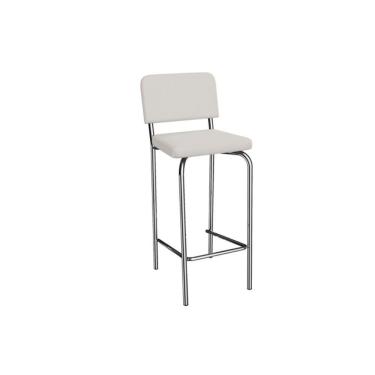Imagem de Banqueta Sala De Jantar Fiji 1b712cr Aço 1 Un Cromado-ano Branco - Kappesberg