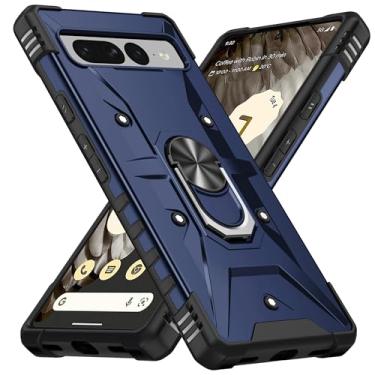 Imagem de SORAKA Capa para Google Pixel 7 Pro com suporte para anel,PC rígido e TPU macio,proteção dupla 2 em 1,compatível com suportes magnéticos para carros