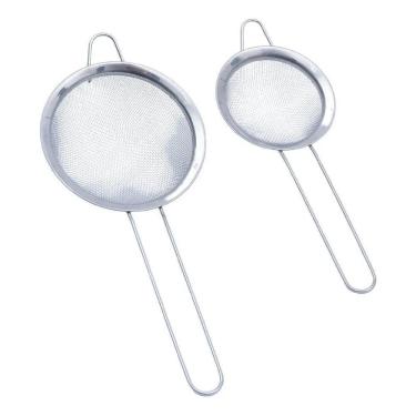 Imagem de 2X Kit 2 Peneiras Aço Inox Coador E Filtro De Sucos, Chás E