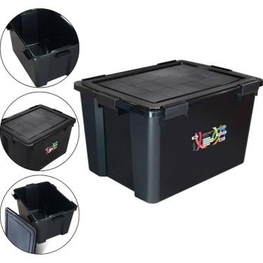 Imagem de Caixa Organizadora Multiuso Com Tampa E 6 Travas 80 Litros