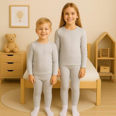 Imagem de Conjunto Térmico Camiseta Blusa Calça SEGUNDA PELE INFANTIL Inverno Frio Peluciada 1091-Unissex