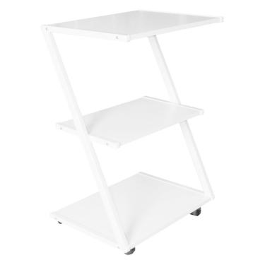 Imagem de Carrinho Auxiliar Em Z Mesa Metálica 3 Prateleiras Branco