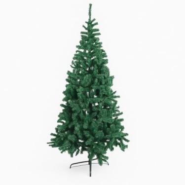 Imagem de Árvore de Natal Pinheiro Luxo 2,40m com 1.400 Galhos Estrutura em Ferro Retrátil, Galhos Densos em PVC Realista, Montagem Fácil e Design Tradicional Verde