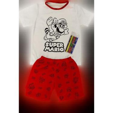 Imagem de Pijama de Pintar Colorir Masculino Menino Garoto Infantil Juvenil Tema