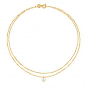 Imagem de Tornozeleira de Prata 925 com Banho em Ouro Amarelo 18k e Moissanite -