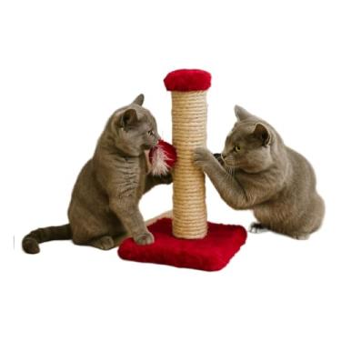 Imagem de Arranhador Para Gatos Com Postes De Sisal E Brinquedo Exclusivo – Ferramenta De Entretenimento(Vermelho)