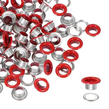 Imagem de YELARXI Kit de ilhós, ilhós de metal, kit de ilhós com arruelas 6 mm 1/10.2 cm encaixe interno redondo para (tecido/sapatos/roupas/artesanato faça você mesmo/bolsa/cinto) conjunto 250 e vermelho