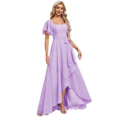 Imagem de Vestido de dama de honra Monvelli, simples, decote quadrado, chiffon l
