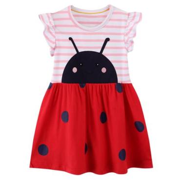 Imagem de Vestido Hongshilian Toddler Girl de algodão de manga curta 5T Ladybug