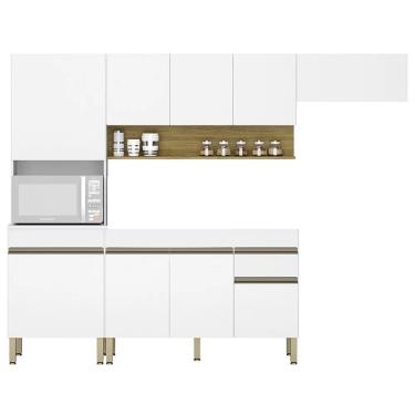 Imagem de Armário De Cozinha 4 Peças Balcão Sem Tampo 150cm Lina14 Z06 Supremo/freijó - Mpozenato