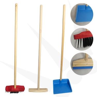 Imagem de Kit Limpeza Infantil 3 em 1 Vassoura, Rodo e Pá Brincadeira Educativa 