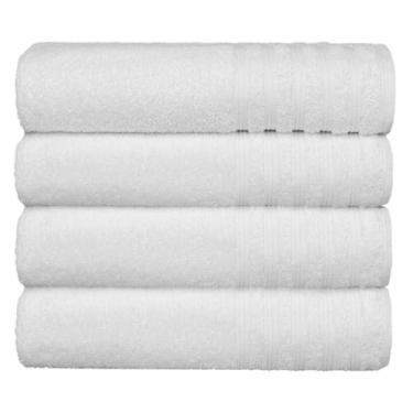Imagem de Toalha de Banho Gigante, Kit 4 Toalha de Rosto Fio Penteado Maciez Extra, 44cm X 75cm(Branco)