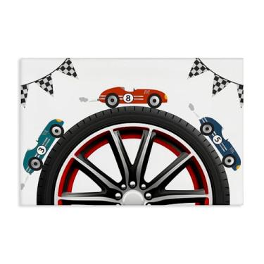 Imagem de Stupell Industries Arte de parede em tela Racing Around Wheel, design de Christine Simpson Art, 50 x 76 cm