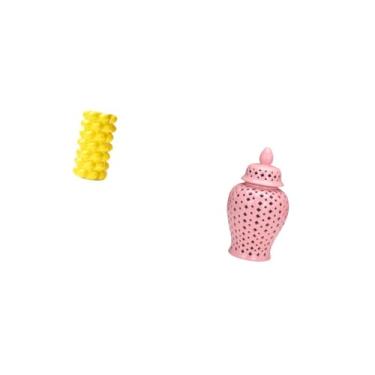 Imagem de Fenteer Vaso de Porcelana para Arranjos Florais, Ideal para Mesas, Salas de Estar E Festas, com Tampa. Também Pode Ser Usado Como Recipiente para Frutas E Out