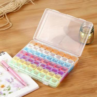 Imagem de Caixa organizadora de contas de arte de diamante 56 - Estojo de armazenamento de plástico transparente compacto e portátil para joias, pedras preciosas e pequenos suprimentos de artesanato