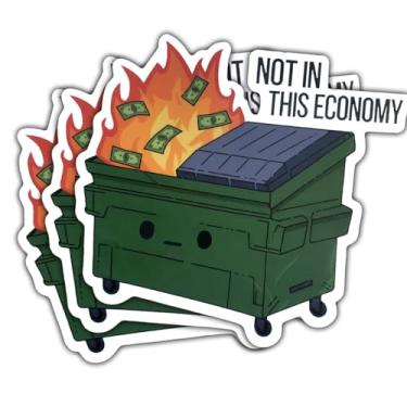 Imagem de Adesivo de 3 peças Not in This Economy Funny Nomy Capitalism Stickers Dumpster Fire Sticker Gift Not in This Economy Dumpster Fire Stickers Decalque de carro para laptop, garrafa de água, caixa de