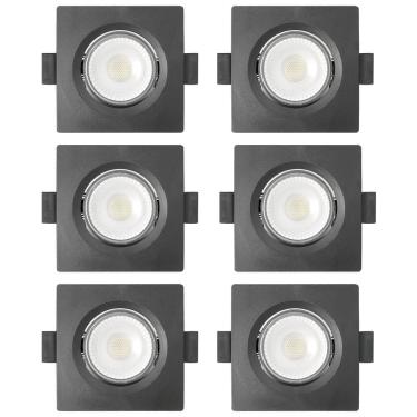 Imagem de Kit 6 Spot De Led Embutir Slim Mr16 Quadrado 6W Preto Bivolt