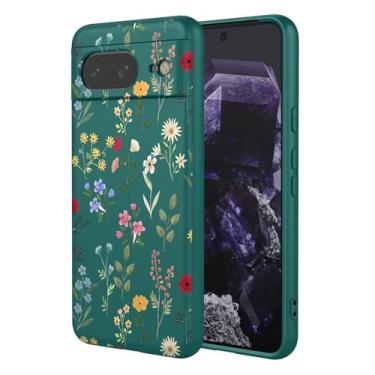Imagem de OEURVQO Capa artística para Google 8, capa de silicone líquido de toque macio com forro fofo, compatível com carregamento sem fio, capa protetora para Google Pixel 8, verde exuberante
