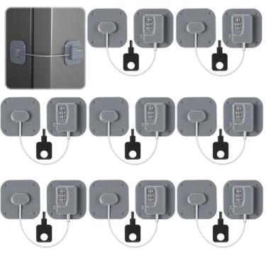 Imagem de Yaocom Pacote com 8 fechaduras de geladeira resistentes para geladeira e freezer para armário de segurança infantil, combinação de adesivo codificado, geladeira para gavetas, janela de armário, fácil