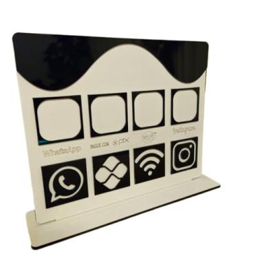 Imagem de Placa Display de Mesa e Balcão para QR Code WHATS PIX WIFI E INSTAGRAM no MDF e Acrilico(Preto)