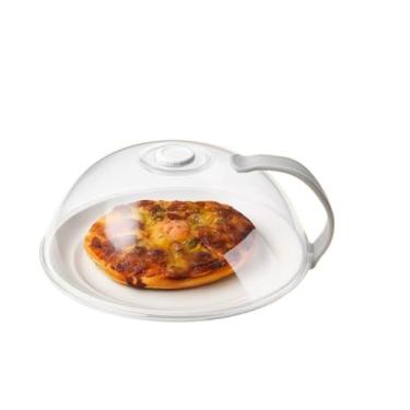 Imagem de Tampa Protetora Para Microondas Com Alça E Válvula 25cm Transparente Anti Sujeira Pratos E Geladeira