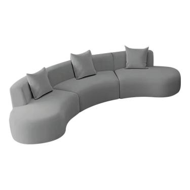 Imagem de Kit Sofá Modular 4 Lugares 360cm Moderno Curvo Orgânico Duna Bouclé Cinza