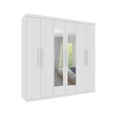 Imagem de Roupeiro Lagos Com Espelho 6 Portas Tcil neve