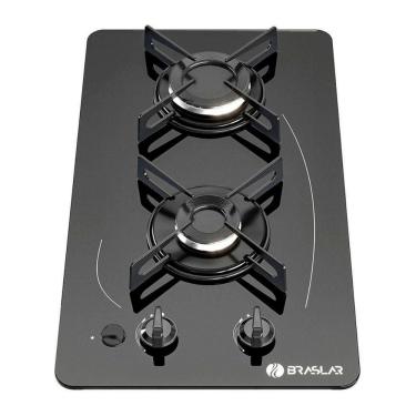 Imagem de Fogão Cooktop 2 Bocas a Gás Ultra Chama 127V/220V Bivolt Acendimento Automático Vidro Braslar