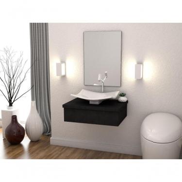 Imagem de Conjunto Bancada C-cuba F44 E Espelheira Metrópole 601 Nogal Preto ônix