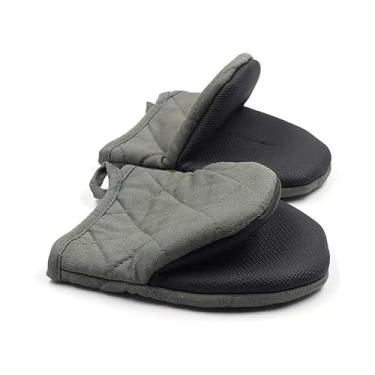Imagem de Jcvine 1 par de luvas de forno curtas, luvas de silicone resistentes ao calor com aderência antiderrapante e laço para pendurar para assar, grelhar, churrasco, micro-ondas, lavável na máquina