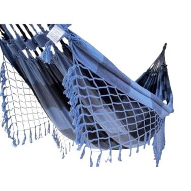 Imagem de Rede De Descanso dormir Em Tear De Casal Gigante(AZUL COM PRETO)