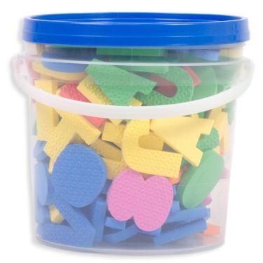 Imagem de Balde Com 152 Letras Números E Sinais Em Eva Tampa Azul