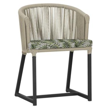 Imagem de Cadeira De Jantar Noronha Alumínio Preta E5 Trama  Rami