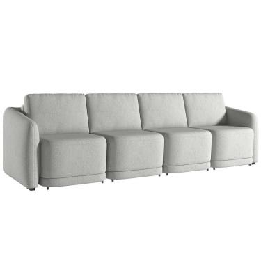 Imagem de Sofá Cama Casal Para Sala 356cm Polska K04 Linho Cinza - Mpozenato