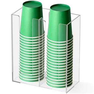 Imagem de Suporte organizador de copo de café e tampa de acrílico, organizador vertical de armazenamento de condimentos e copos, suporte de copos e tampas de plástico transparente para loja de bar de cozinha (2