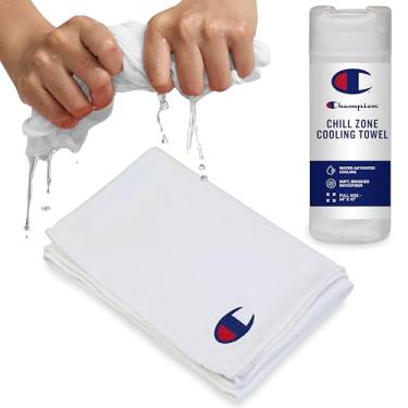 Imagem de Champion Toalha de rosto e pescoço para resfriamento ativo (branca), envoltório leve de 86 cm x 25 cm para ioga, caminhada e exercícios ao ar livre, toalha esportiva reutilizável com tecido exclusivo