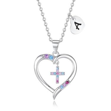 Imagem de DVAVA Colar de cruz para meninas, filhas, batismo, primeira comunhão, confirmação de formatura, presentes para filha, 16 inch+2 inch, Cobre, Zircônia cúbica 2