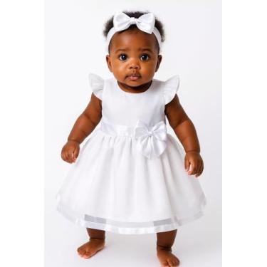 Imagem de Vestido Bebe Infantil Vermelho Branco Festa Natal Ano Novo Enxoval 2 P