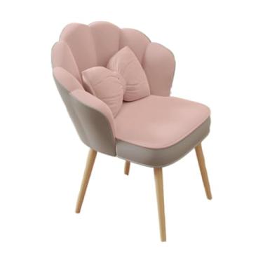 Imagem de FytStycale Cadeira de Vaidade, Cadeira de Maquiagem, Poltrona Traseira Curvada Decorativa Macia Bonito com Travesseiro para Café Escritório Sala de Estar, Cinza Rosa