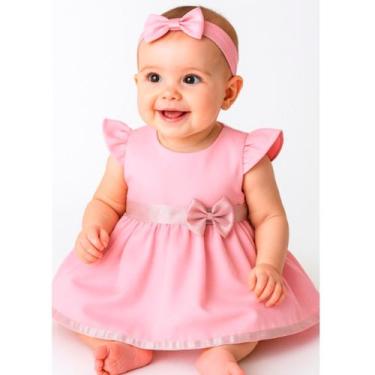 Imagem de Vestido Bebe Infantil Vermelho Branco Festa Natal Ano Novo Enxoval 2 P