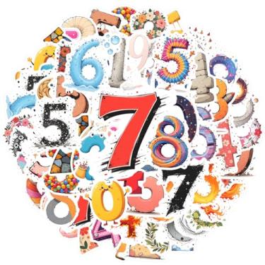 Imagem de 70 peças, números, personagens, divertidos, educativos, faça você mesmo, adesivos vibrantes de graffiti para mala, geladeira, telefone, bagagem, laptop, guitarra, carro, adesivo, brinquedos, guitarra