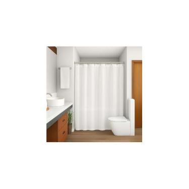 Imagem de Cortina de Box para Banheiro, PVC Branco, 1,38m x 1,98m, Material Antimofo, Design Moderno, com Ganchos
