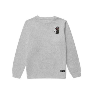 Imagem de Blusão Moletom Infantil Pirata Gato Personalizado sem Capuz gola Redonda-Unissex