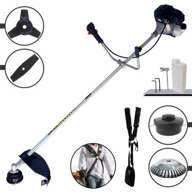 Imagem de Roçadeira Com Sistema Antivibração À Gasolina RT43LB-25A 2T 43cc 1,7HP de Alta Performance Com Carretel e Faca 3 Pontas + EXTRA Faca 2 Pontas e Escova