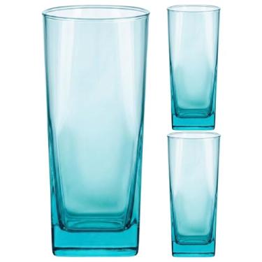 Imagem de Jogo 3 Copos de Vidro 315ml Redondo Água e Suco Cor: Azul